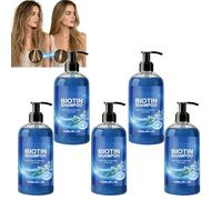 Champú espesante de biotina y romero, champú voluminizante espesante para el cabello, champú fortificado y nutritivo, champú Biotina y Aloe ligero para dar volumen y limpieza diaria (5 unidades)