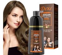 Champú instantáneo Black Hair 420 ml - Champú semipermanente de color negro para cabello natural, dura 30 días, fórmula de acción rápida para hombres y mujeres (marrón claro)