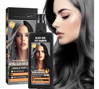 Champú instantáneo sin amoniaco para cubrir las canas, no deja manchas en el cuero cabelludo, color negro natural de larga duración, champú para hombres y mujeres (negro natural)