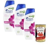 Champú Italian Gourmet H&S Antiforfora Lisci & Setosi, 100% protección contra la caspa, dermatológicamente probado, 3 x 250 ml + Polpa italiana gourmet 400 gr