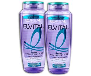 Champú L'Oréal Elvital Hydra Hyaluronic Pure, 2 unidades de 300 ml