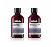 Champú L'Oréal Professionnel para brillo de color con efecto de cristal en cabellos teñidos, neutraliza el amarillez, serie Expert, Vitamino Color Spectrum Purple Dyes Neutralizing, 2 x 300 ml