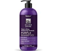 Champú morado sin sulfatos para cabello gris y plateado, champú morado con pigmento morado para dar un tono cobre, champú morado para cabello gris para mujeres (16 onzas líquidas)