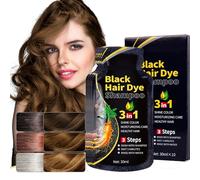 Champú natural de tres en uno para teñir el cabello, champú de teñido rápido instantáneo, 1.tinte para el cabello universal para hombres y mujeres, 10 pcs, un total de 300ml. (marrón castaña)