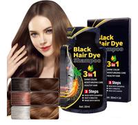 Champú natural de tres en uno para teñir el cabello, champú de teñido rápido instantáneo, 1.tinte para el cabello universal para hombres y mujeres, 10 pcs, un total de 300ml. (café)