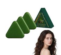 Champú Nature Triangle para el cuidado del cabello - Acondicionador sólido para mujeres y hombres - Champú Green Soap con ingredientes herbales - Suavizante para cabello seco, 120g (3 piezas)