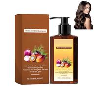 Champú Nutritivo 3 en 1 de Romero y Cebolla. Hidrata intensamente, reduce la caída del cabello, fortalece las raíces y aporta brillo. Apto tanto para hombres como para mujeres.