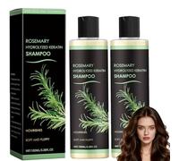 Champú orgánico de romero, champú con queratina hidrolizada y vitamina C, fórmula nutritiva e hidratante para mujeres y hombres con cabello fino y caída del cabello (2pcs)