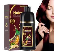 Champú para cabello negro instantáneo,Champú para teñir el cabello negro natural 3 en 1 para hombres y mujeres(Red Wine)