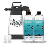 Champú para coche Bio-Chem, 2 unidades de 750 ml concentrado + pulverizador de espuma, para limpieza profesional del coche, pH neutro y biodegradable