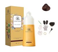 Champú para el cabello de rosa de pétalos japoneses, champú para el color de cabello natural y de larga duración, tinte para el cabello a base de plantas nutritivo, para cobertura gris (Brown)