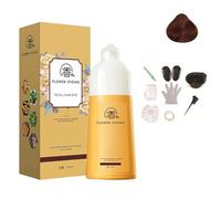 Champú para el cabello de rosa de pétalos japoneses, champú para el color de cabello natural y de larga duración, tinte para el cabello a base de plantas nutritivo, para cobertura gris (Tea brown)