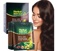 Champú para el cabello unisex tres en uno, color natural a base de hierbas, cubre canas, color duradero, listo para usar, práctico paquete de 10 unidades de 300 ml (marrón oscuro)
