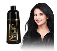 Champú para Teñir El Cabello, Black Hair Dye Shampoo 3 In 1, Instantáneo Champú para el Cabello Negro, 500mL Champús con Tinte para Cabellos Grises para Hombres y Mujeres (Negro)