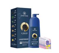 Champú para teñir el cabello Qiweitang, Tinte capilar con proteína de caviar Zhihuashi, Champú herbal Zhihuashi, Crema colorante vegetal para el cabello - Fórmula suave Larga duración (Chestnut brown)