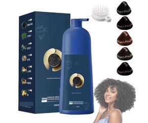 Champú para tinte capilar Qiweitang,Champú para coloración capilar,Tinte capilar con proteína de caviar Zhihuashi, Crema colorante vegetal natural - Fórmula suave,color duradero (Natural black)