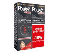 Champú Pouxit Flash Tratamiento antipiojos y liendres Actúa en 5 minutos Pack de 2 x 100 ml