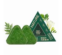 Champú sólido, champú triangular, champú verde Nature Seven, aceites de equilibrio para el cuero cabelludo, no graso, champú para el cuidado del cabello para hombres, limpieza suave y cuidado para