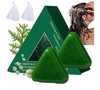 Champú sólido en barra con agua de arroz glutinoso y hierbas Usman, con abundante espuma y fragancia duradera.