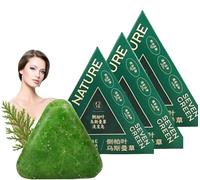 Champú sólido Nature Triangle, jabón sólido natural a base de plantas, champú sólido de hierba para el crecimiento del cabello, calmante y fortalecedor del cabello para mujeres y hombres.,3pcs