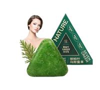 Champú sólido Nature Triangle, jabón sólido natural a base de plantas, champú sólido de hierba para el crecimiento del cabello, calmante y fortalecedor del cabello para mujeres y hombres.,1pc