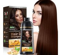 Champú tinte 5 en 1 para cubrir las canas, champú natural con ingredientes herbales, tinte para mujeres y hombres, sin amoniaco, 500 ml (Dark Brown)