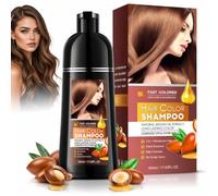 Champú Tinte Castaño Claro 4 en 1 para Hombre y Mujer, Cubre Canas Mujer, Cobertura de Canas Natural e Instantánea, Coloración Duradera y Suave para, Fácil de Usar en Casa,Todo Tipo de Cabello,500ML