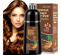 Champú Tinte Cubre Canas, 500ML Hair Dye Shampoo 3 en 1, Champu Tinte Canas Mujer Hombre, Champú de Color Tinte Pelo, Pelo instantáneo, Cubre Canas En Minutos para Mujer Hombre (Palmera castaña)