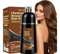 Champú Tinte Cubre Canas, 500ML Hair Dye Shampoo 3 en 1, Champu Tinte Canas Mujer Hombre, Champú de Color Tinte Pelo, Pelo instantáneo, Cubre Canas En Minutos para Mujer Hombre (Chestnut)