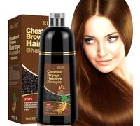 Champú Tinte Cubre Canas, 500ML Hair Dye Shampoo 3 en 1, Champu Tinte Canas Mujer Hombre, Champú de Color Tinte Pelo, Pelo instantáneo, Cubre Canas En Minutos para Mujer Hombre (Chestnut)