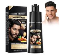 Champú Tinte Negro 4 en 1 para Hombre y Mujer, Coloración Instantánea y Natural, Cubre Canas Rápidamente, 200ml, Fácil de Usar en Casa, Color Duradero y Suave para Todo Tipo de Cabello
