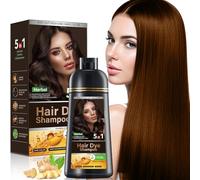 Champú tinte negro 5 en 1 para cubrir las canas, champú natural con ingredientes herbales, tinte negro para mujeres y hombres, sin amoniaco, 500 ml (Coffee Brown)