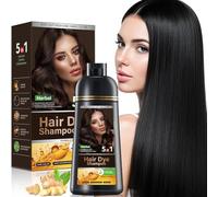 Champú tinte negro 5 en 1 para cubrir las canas, champú natural con ingredientes herbales, tinte negro para mujeres y hombres, sin amoniaco, 500 ml (Natural Black)
