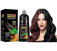 Champú Tinte Negro Cubre Canas, 500 ml Black Hair Dye Shampoo 3 en 1, Champu Tinte Negro Canas Instantáneo, Champú Color, Champu Colorante Pelo Cubre Canas Barba En Minutos para Mujer Hombre