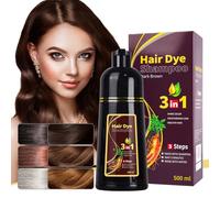 Champú Tinte Negro Instantáneo 3 En 1, Larga Duración, Tinte Rápido, Champú Tinte Negro Instantáneo Para Canas, Champú Tinte Fácil 500ml Para Hombres Y Mujeres (Dark Brown)