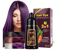 Champú Tinte Negro Instantáneo 3 En 1, Larga Duración, Tinte Rápido, Champú Tinte Negro Instantáneo Para Canas, Fácil 500ml Para Hombres Y Mujeres (Purple)
