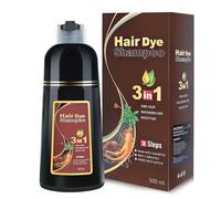 Champú tinte para el cabello 500ml Champú decolorante vegetal con espuma, cubre las canas, fácil de aplicar y de rápido teñido, 8 colores seleccionables (Castaño oscuro)