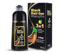 Champú tinte para el cabello 500ml Champú decolorante vegetal con espuma, cubre las canas, fácil de aplicar y de coloración rápida, 8 colores seleccionables (Negro)