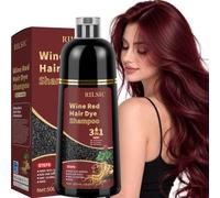 Champú tinto para el cabello, 500 ml, 3 en 1, tinte para el cabello y la barba (rojo vino)