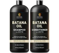Champú y acondicionador de aceite de batana con biotina y aceite de árbol de té para el crecimiento del cabello y el grosor del cabello, champú hidratante y nutritivo para cabello fino para hombres y