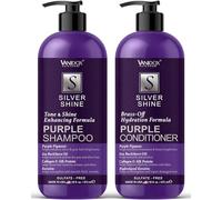 Champú y acondicionador morado sin sulfatos para cabello gris y plateado, champú morado con pigmento morado para matices de cobre, champú morado para cabello gris para mujeres, 400 ml