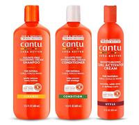 Champú y acondicionador sin sulfato de cantú 12oz con crema activadora de rizos hidratantes de manteca de karité 12oz