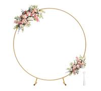 Chamvis Kit de arco de globos redondo de metal, soporte de arco de guirnalda de globos de círculo dorado de 2,2 m, marco de escalada de plantas de jardín, vides: para boda, cumpleaños, fondo de fotos,