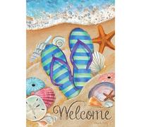 Chanclas con bandera de la casa de verano Day in the Sun Welcome Shoreline 28 x 40