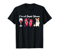 Chanclas con Forma de Vino para Mujer, Modelo Pembroke Corgi, Modelo I'm a Simple Camiseta