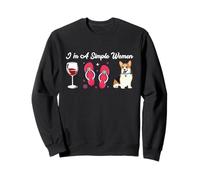 Chanclas con Forma de Vino para Mujer, Modelo Pembroke Corgi, Modelo I'm a Simple Sudadera