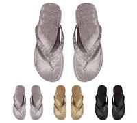 Chanclas con purpurina para mujer, chanclas con brillantes, chanclas informales, ligeras, cómodas, antideslizantes, para verano, playa y ocio, uso diario, Negro , 41 EU