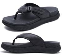 Chanclas Cuero Hombre Recuperación Sandalias para caminar Ortopedicas Cojín Deportivo Grueso Slider para Hombres Exterior Verano Playa Sandals con Cómodo Fascitis Plantar Soporte del Arco,47 Negro