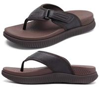 Chanclas Cuero Hombre Recuperación Sandalias para caminar Ortótica Cojín Deportivo Grueso Sport Slider para Hombres Exterior Verano Playa Sandals con Cómodo Fascitis Plantar Soporte del Arco,43 Marrón