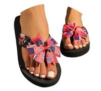 Chanclas de bambú para mujer, planas y cómodas, sandalias antideslizantes para el hogar, sandalias de verano para interiores, ligeras, delanteras, abiertas, boho, O rojo., 40 EU